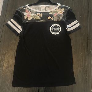 Victoria’s secret PINK black and floral jersey tee